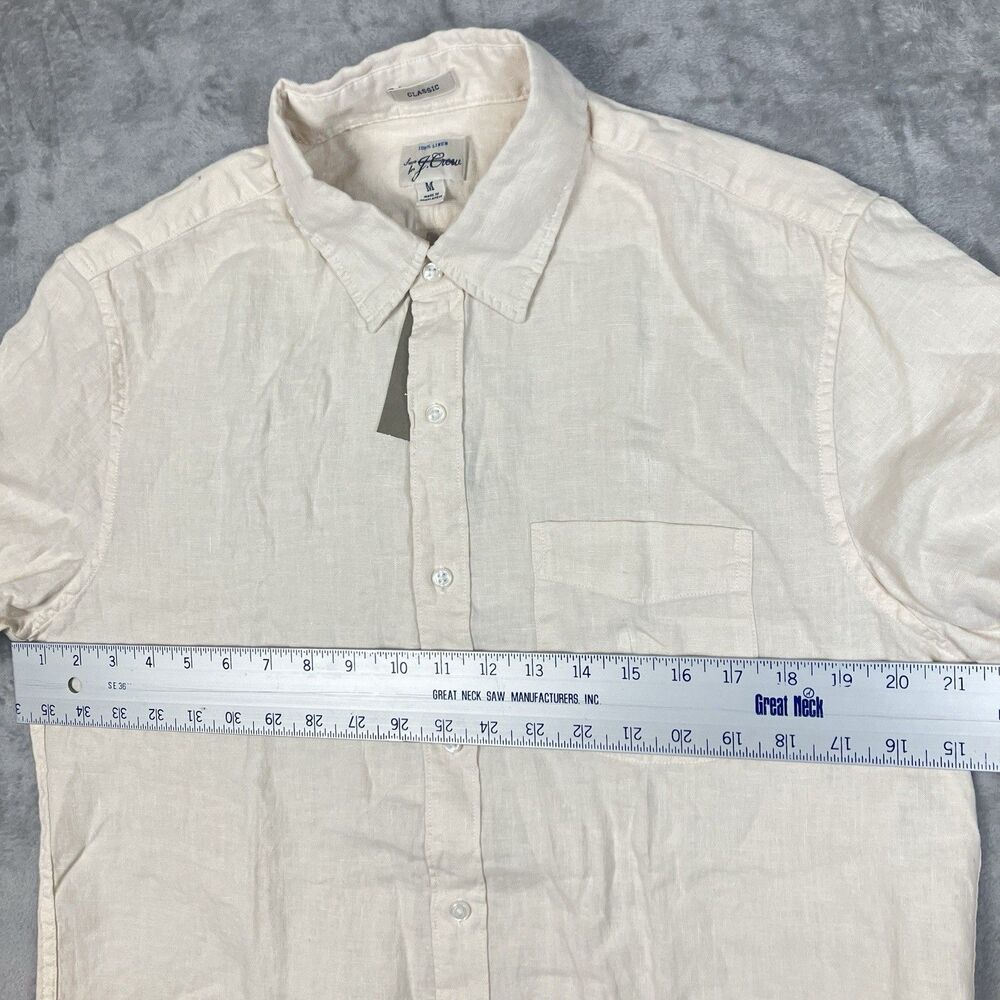 J Crew Washed Linen Shirt Mens M Natural Beige Short Sleeve Button Front CH600 - Picture 10 of 13